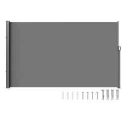 Markiza boczna parawan szara na taras roleta przeciwsłoneczna 180 x 350 cm