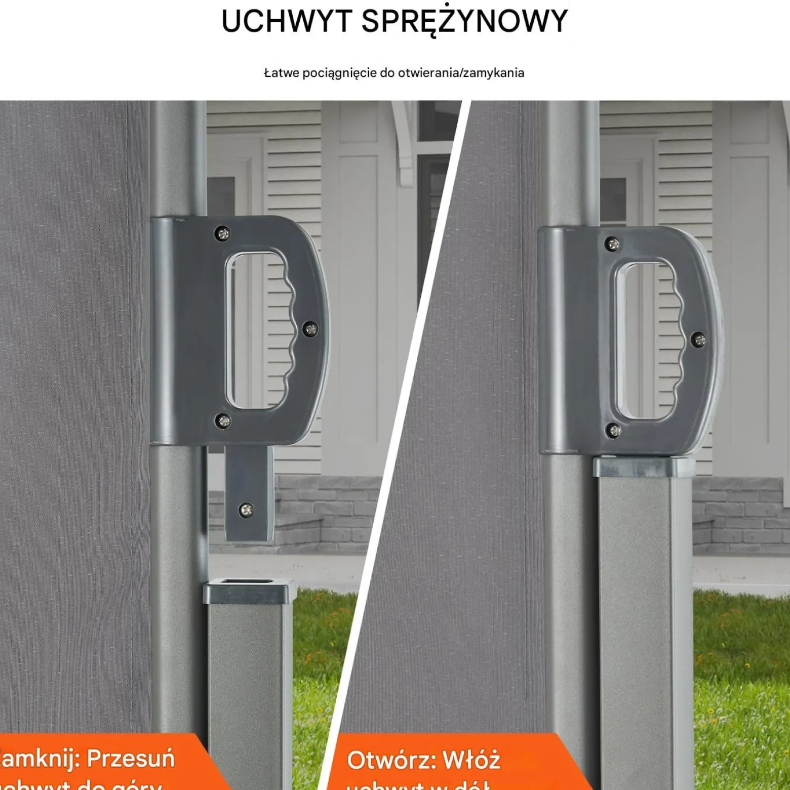 Markiza boczna parawan szara na taras roleta przeciwsłoneczna 180 x 350 cm
