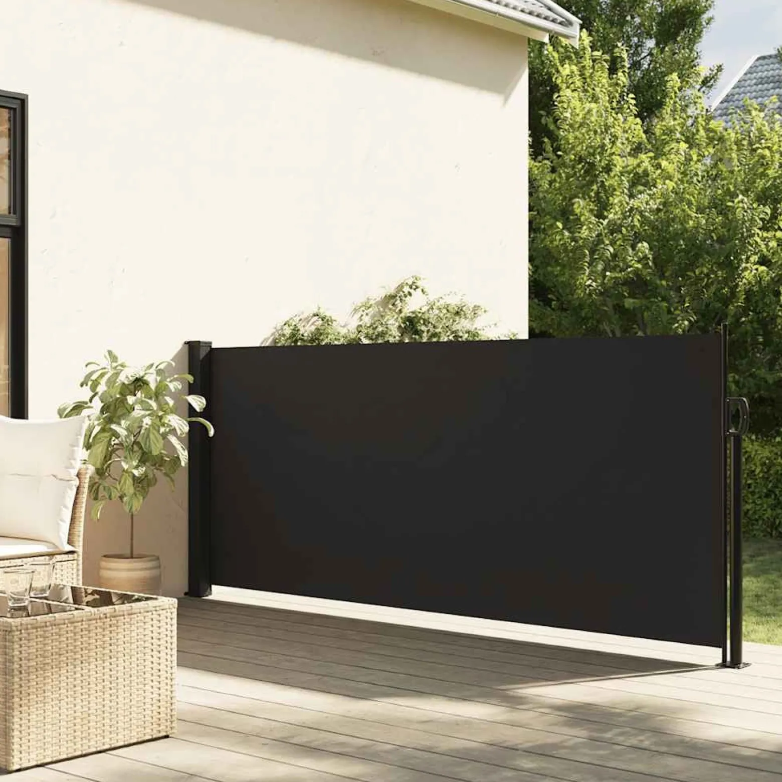 Markiza Boczna Tarasowa Balkonowa Czarna Zwijana Ogrodowa 117x300 cm