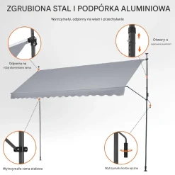 Markiza Tarasowa 400 x 120 cm z Korbką Ręczną