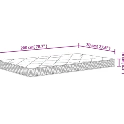 Materac Biały 70 x 200 cm Pianka vidaXL