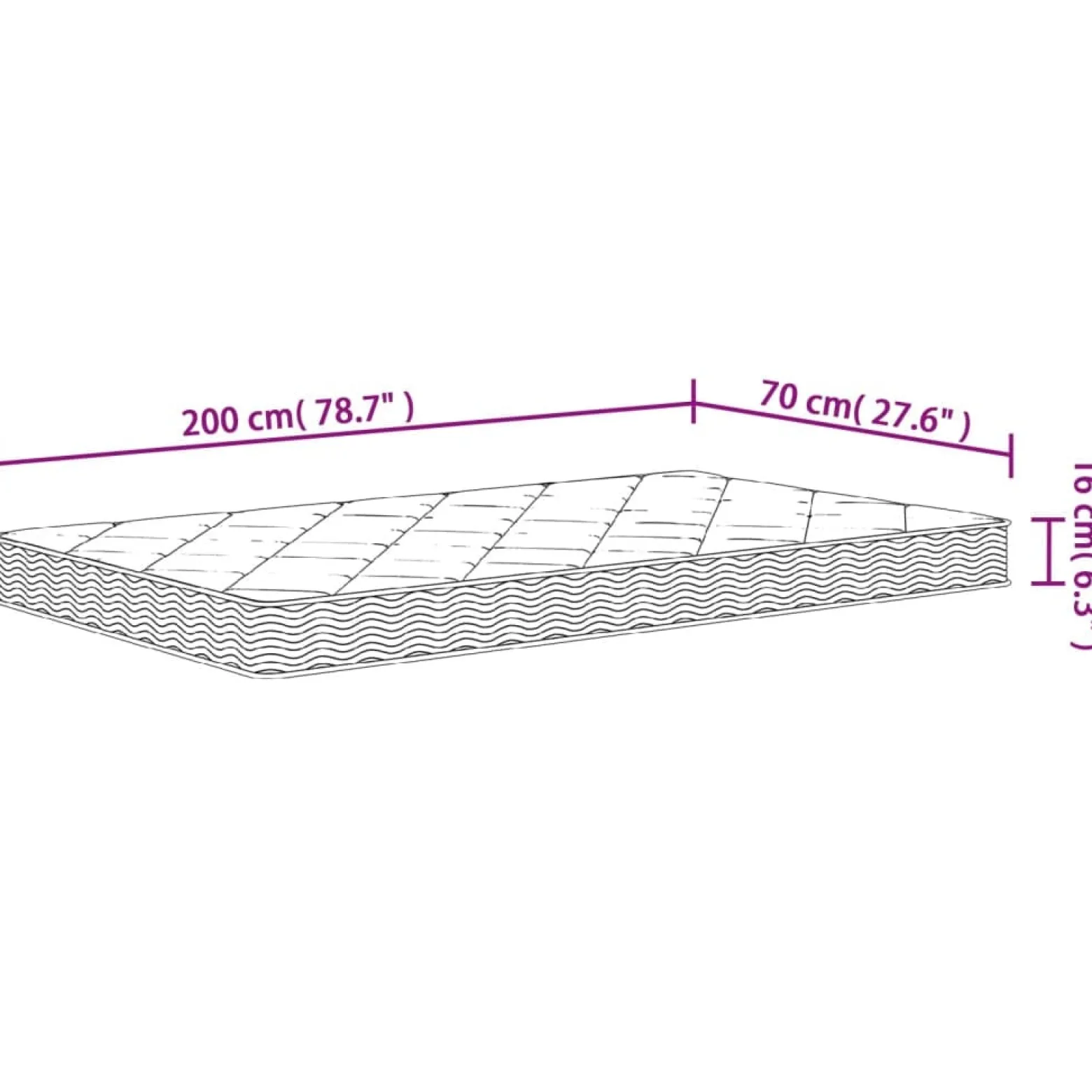 Materac Biały 70 x 200 cm Pianka vidaXL
