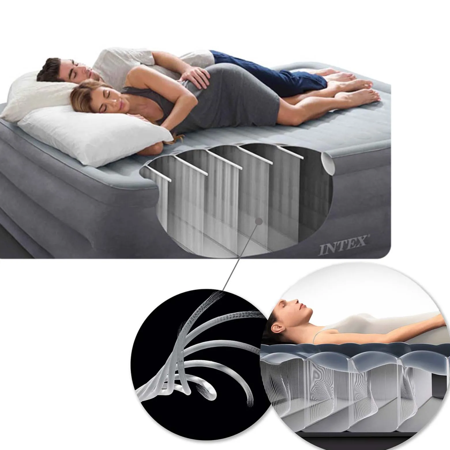 Materac dmuchany Intex z pompką łóżko dwuosobowy 191x137x25 cm 64762