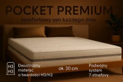 Materac kieszeniowy POCKET PREMIUM, 80x200 cm, H3/H3