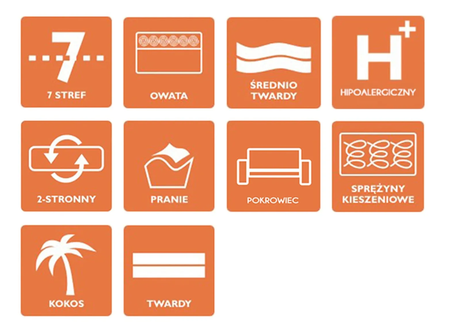 Materac 90x200 LUNARO pocket kokos