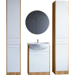 Meble łazienkowe SILDO MAX LED dąb artisan / biały laminat