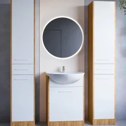 Meble łazienkowe SILDO MAX LED dąb artisan / biały laminat