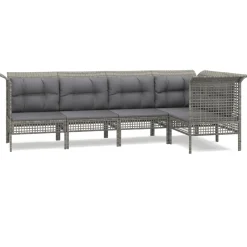 Meble ogrodowe Szary Technorattan 3x hjørne + 2x sofa środkowa vidaXL