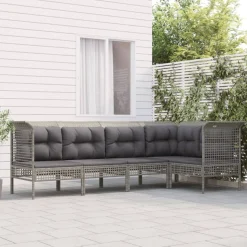 Meble ogrodowe Szary Technorattan 3x hjørne + 2x sofa środkowa vidaXL