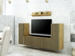 Mebloscianka Loft Z Lamelami Zestaw Trend-12 Dab Atrisan