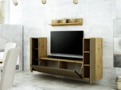 Mebloscianka Loft Z Lamelami Zestaw Trend-12 Dab Atrisan