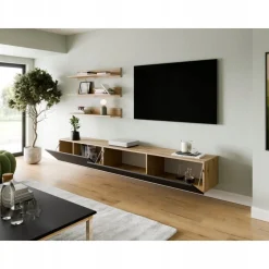 Mebloscianka Maui-11 Loft Zestaw Mebli Styl Loftowy Dąb Artisan Czarny-Mat