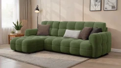 MELLOW sofa narożna 4 osobowa lewa, oliwkowa