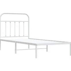 Metalowa rama łóżka z wezgłowiem biała 90x190 cm