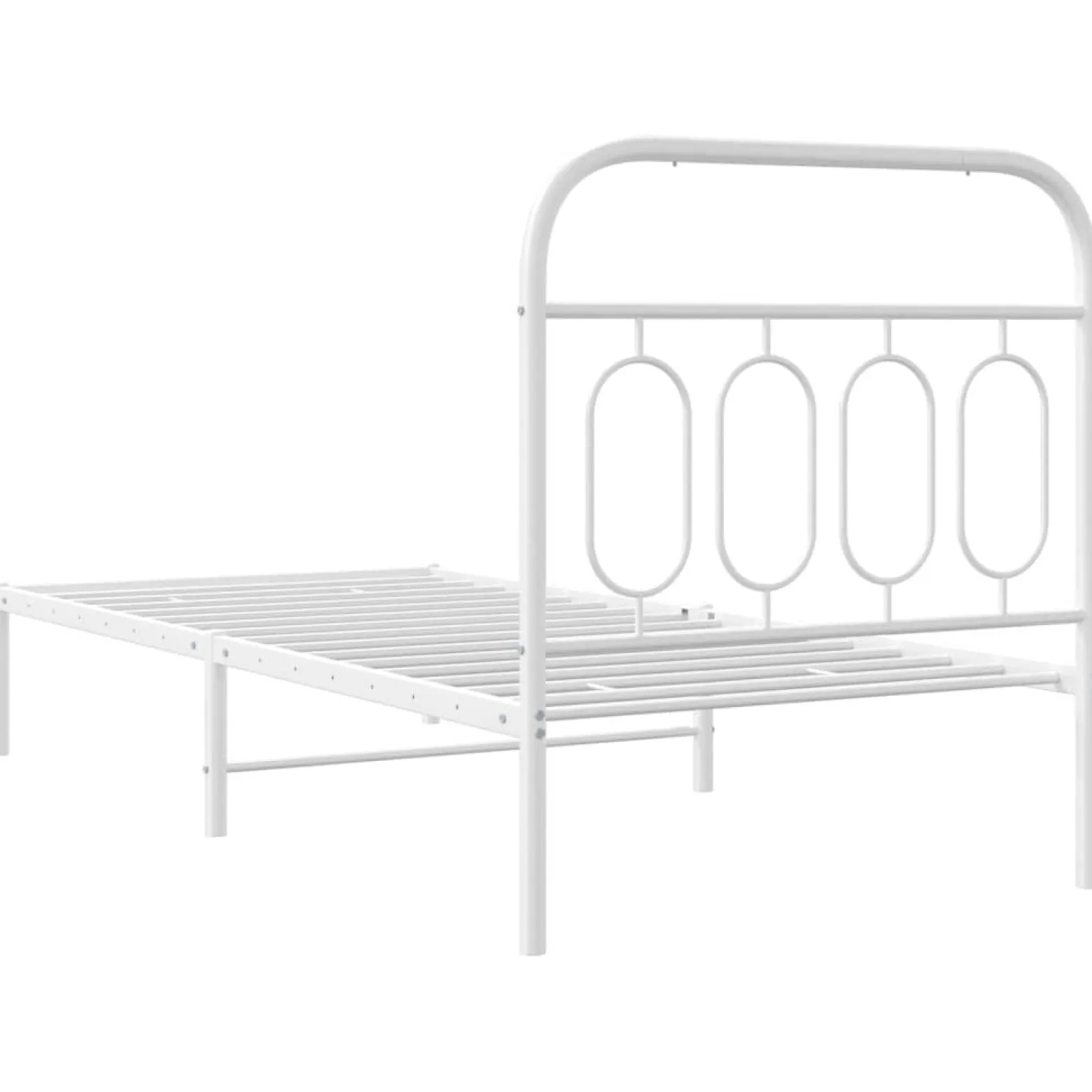Metalowa rama łóżka z wezgłowiem, biała, 90x200 cm