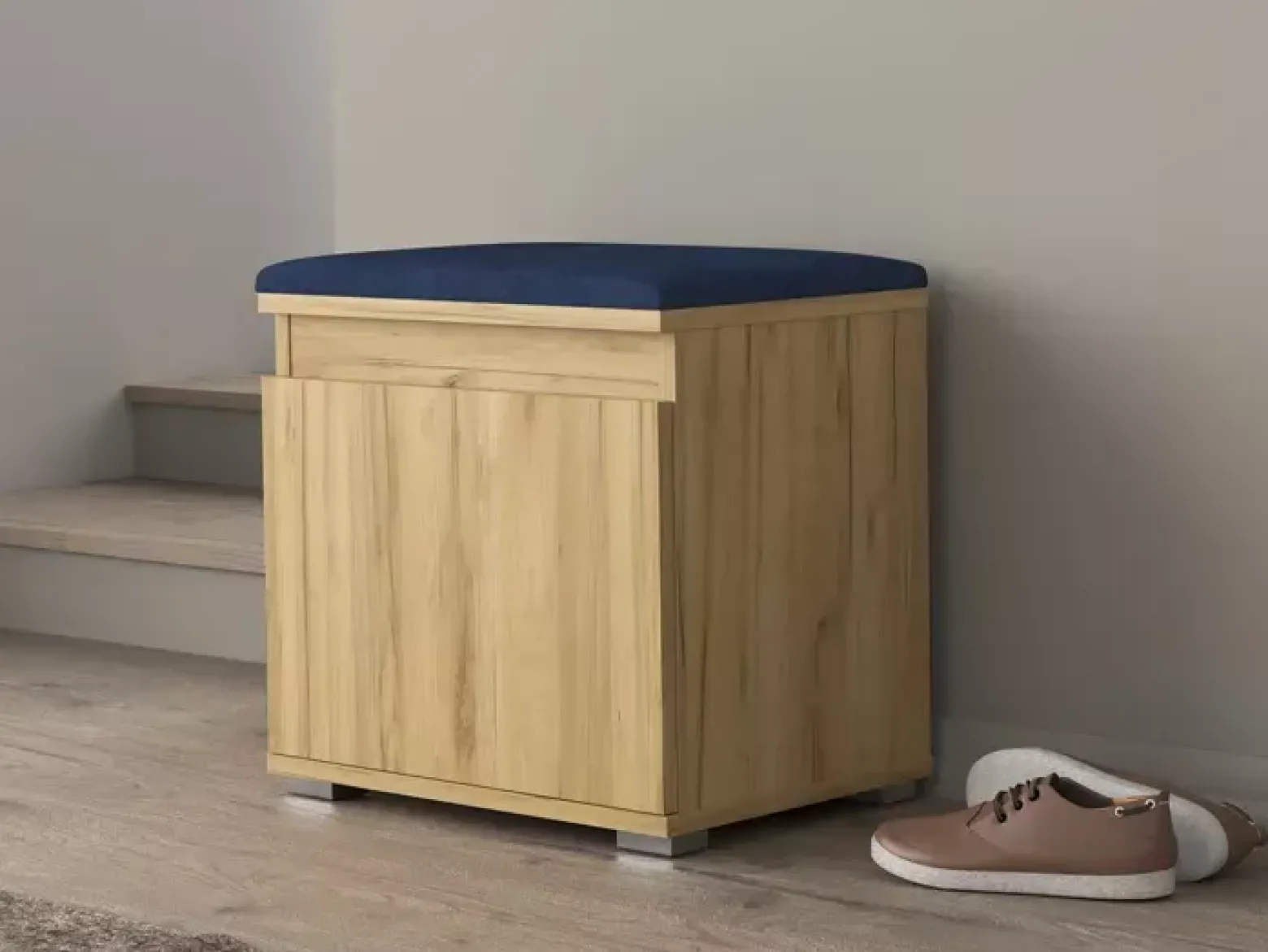 Minimalistyczna szafka na buty dąb craft + granat - Zylo