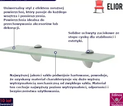 Mleczna wąska półka szklana 40x10 - Vereon