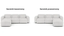 Modułowy narożnik do salonu ORCHID biały duża rogówka wybór strony