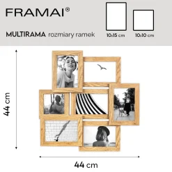 Multirama na zdjęcia dębowa ramka na siedem zdjęć 10x15 10x10 7 w 1 FRAMAI®