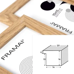 Multirama na zdjęcia dębowa ramka na siedem zdjęć 10x15 10x10 7 w 1 FRAMAI®