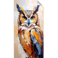 Naklejka na ścianę do salonu Feeby Sowa Ptak Natura imitacja farby 40x80
