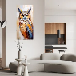 Naklejka na ścianę do salonu Feeby Sowa Ptak Natura imitacja farby 40x80
