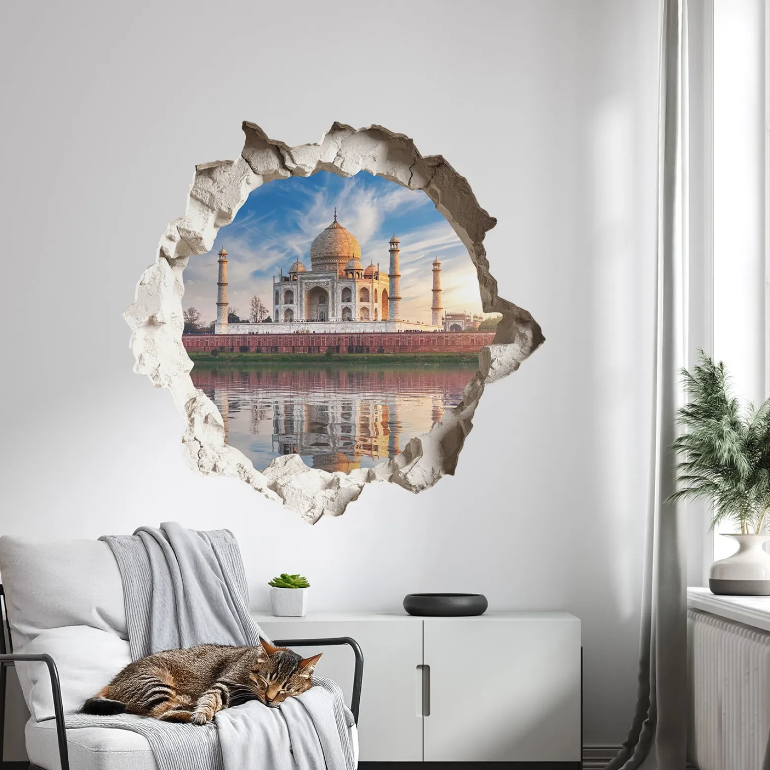 Naklejka 3D romantyczne okno wyrwa efekt dziury 60x57