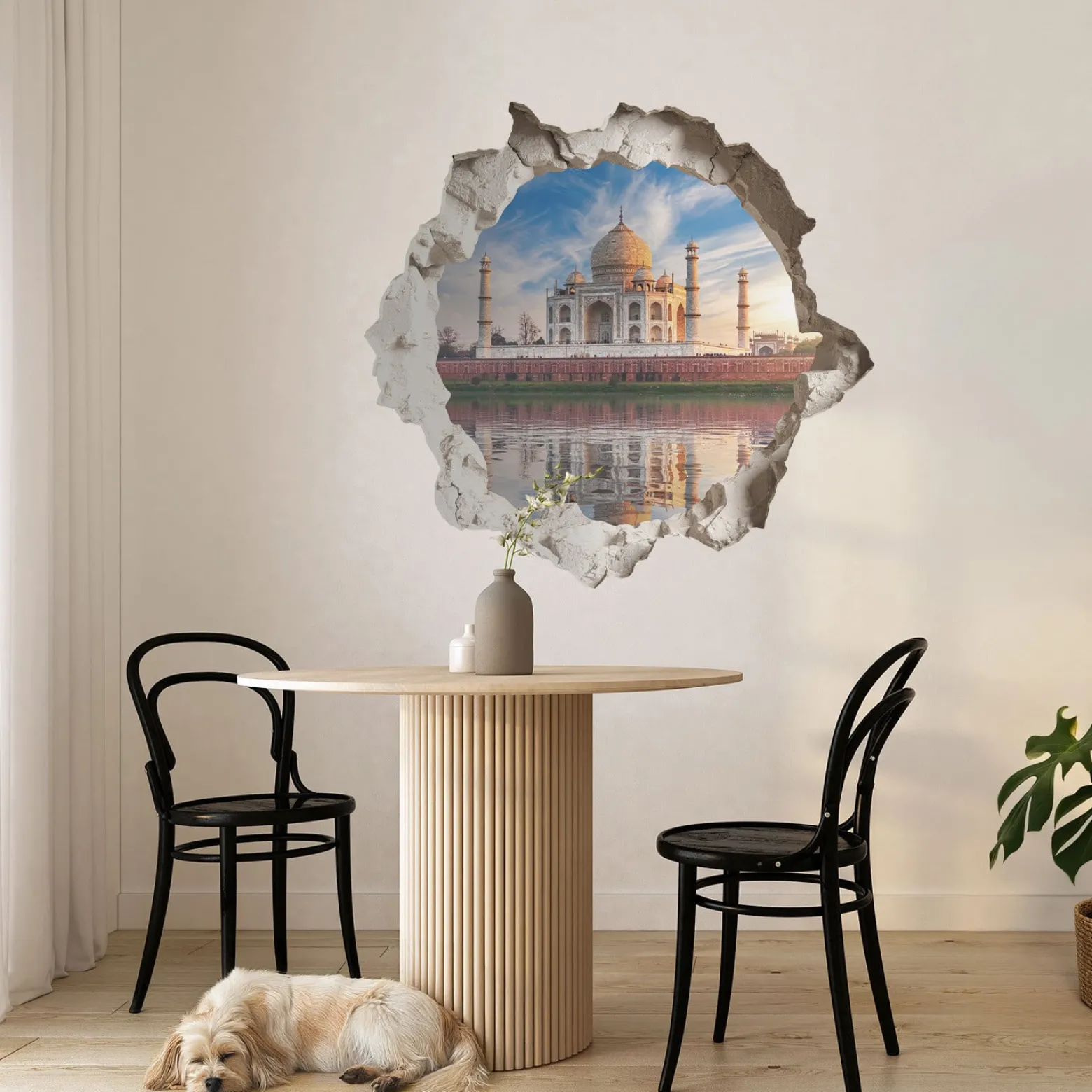 Naklejka 3D romantyczne okno wyrwa efekt dziury 60x57
