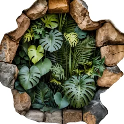 Naklejka 3D tropikalna oaza wyrwa efekt w ścianie 80x80