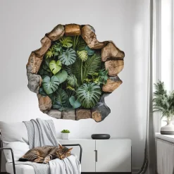 Naklejka 3D tropikalna oaza wyrwa efekt w ścianie 80x80