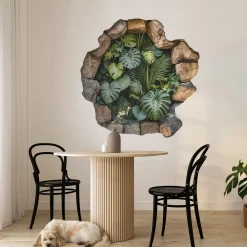 Naklejka 3D tropikalna oaza wyrwa efekt w ścianie 80x80