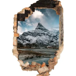 Naklejka dziura 3D górska panorama efekt na ścianę 53x80