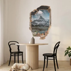 Naklejka dziura 3D górska panorama efekt na ścianę 53x80
