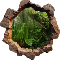 Naklejka dziura 3D wodne skały efekt dziury w ścianie 60x60