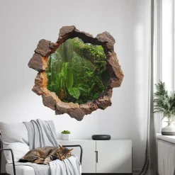 Naklejka dziura 3D wodne skały efekt dziury w ścianie 60x60