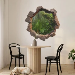Naklejka dziura 3D wodne skały efekt dziury w ścianie 60x60