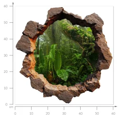 Naklejka dziura 3D wodne skały efekt dziury w ścianie 60x60