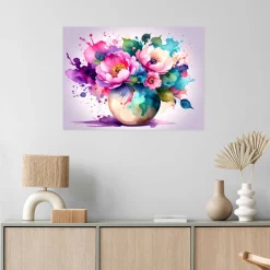 Naklejka na ścianę Feeby Bukiet Kolorowe Kwiaty Akwarela 30x20