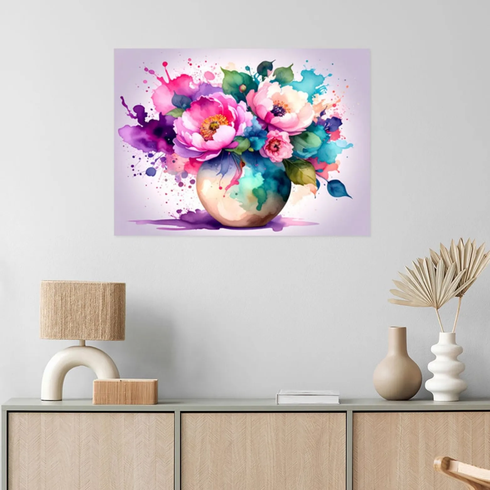 Naklejka na ścianę Feeby Bukiet Kolorowe Kwiaty Akwarela 30x20