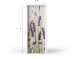 Naklejka na drzwi Lawenda na drewnie 75x205 cm Fototapeta