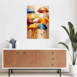 Naklejka samoprzylepna do salonu Feeby Kolorowe Parasolki Abstrakcja 20x30