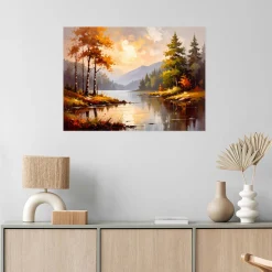 Naklejka samoprzylepna do salonu Feeby Rzeka Drzewa Krajobraz górski 30x20