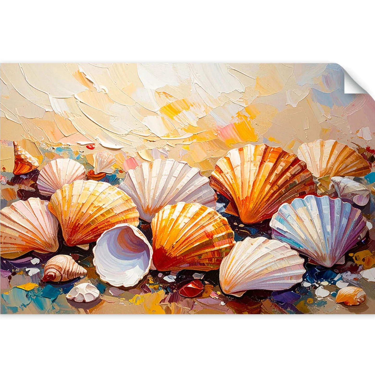 Naklejka samoprzylepna Feeby Kolorowe Muszle Plaża imitacja farby 30x20