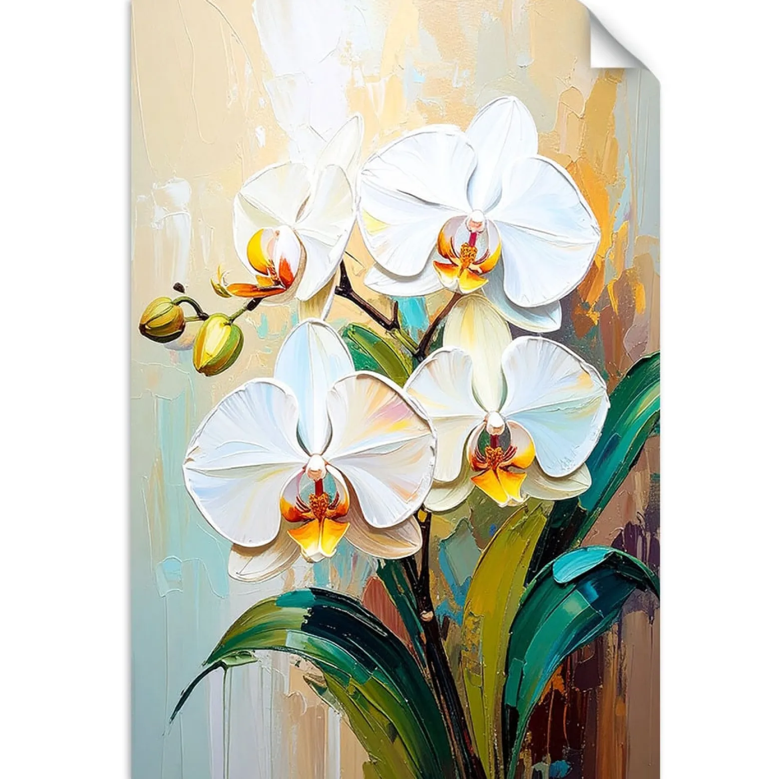 Naklejka samoprzylepna Feeby Białe Orchidee Kwiaty 20x30