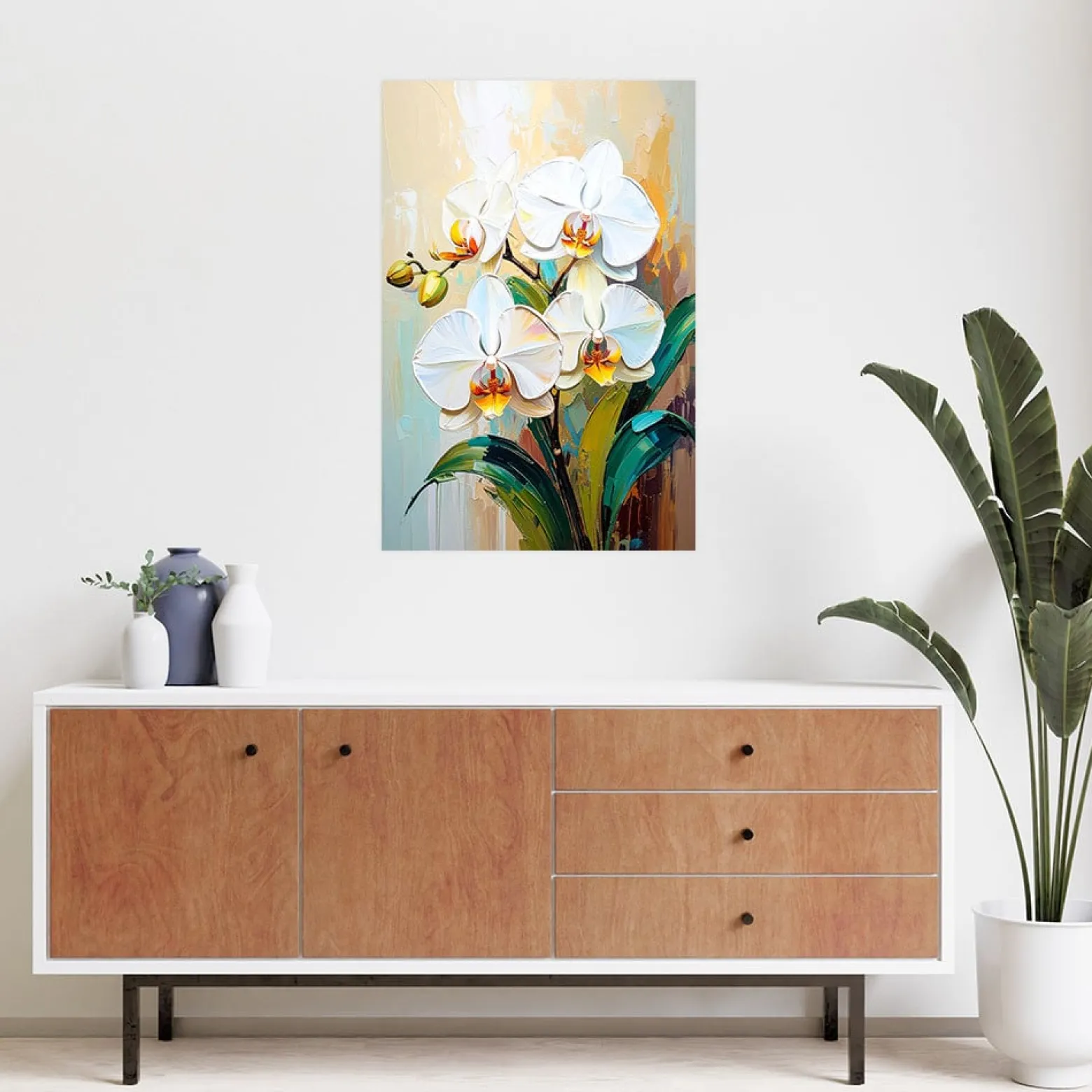 Naklejka samoprzylepna Feeby Białe Orchidee Kwiaty 20x30