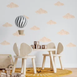 Naklejki Ścienne Dla Dzieci Beżowe Chmurki Pastelowe Chmury Boho Zestaw