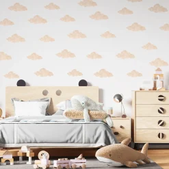 Naklejki Ścienne Dla Dzieci Beżowe Chmurki Pastelowe Chmury Boho Zestaw