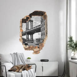 Naklejki dziury miejski pejzaż 3D efekt wyrwy 53x80