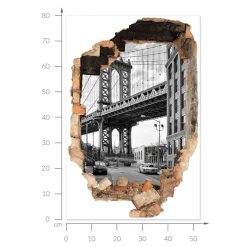 Naklejki dziury miejski pejzaż 3D efekt wyrwy 53x80