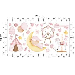Naklejki Śpiący misiu na księżycu 60x30cm